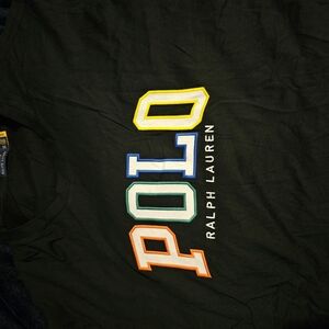 Ralph Lauren Black T-Shirt with Colorful Logo